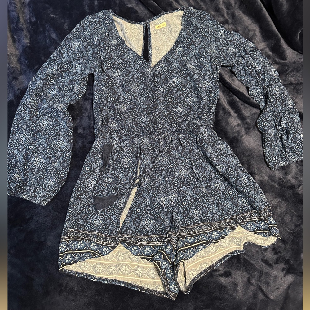 Hollister Navy and Gray Patterned Dress
